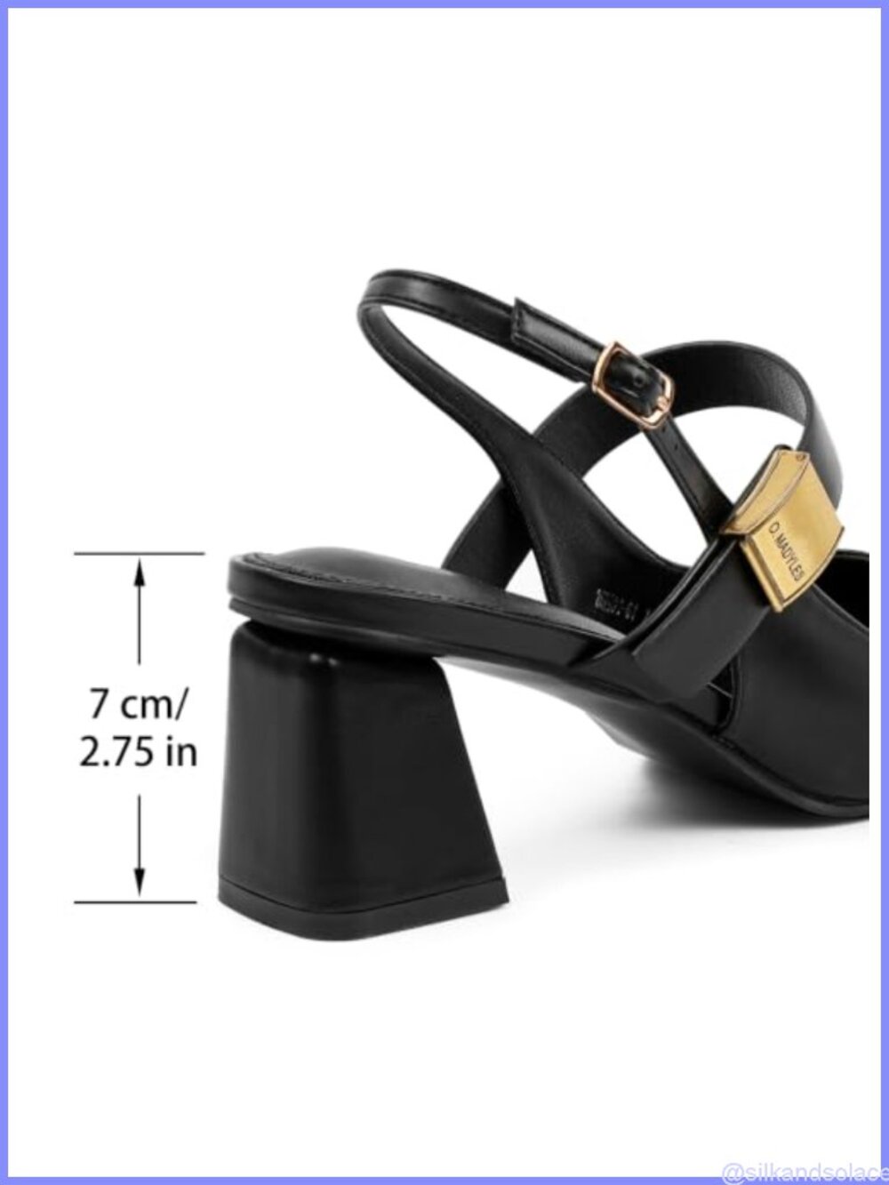 Faux Leather Pointed Toe Slingback Block Heel Pumps for Women - Picture 4 of 6